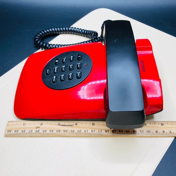 80s Telemax Red Black Princess Telephone with Cord and Handset Retro Electronics - Picture 11 of 11